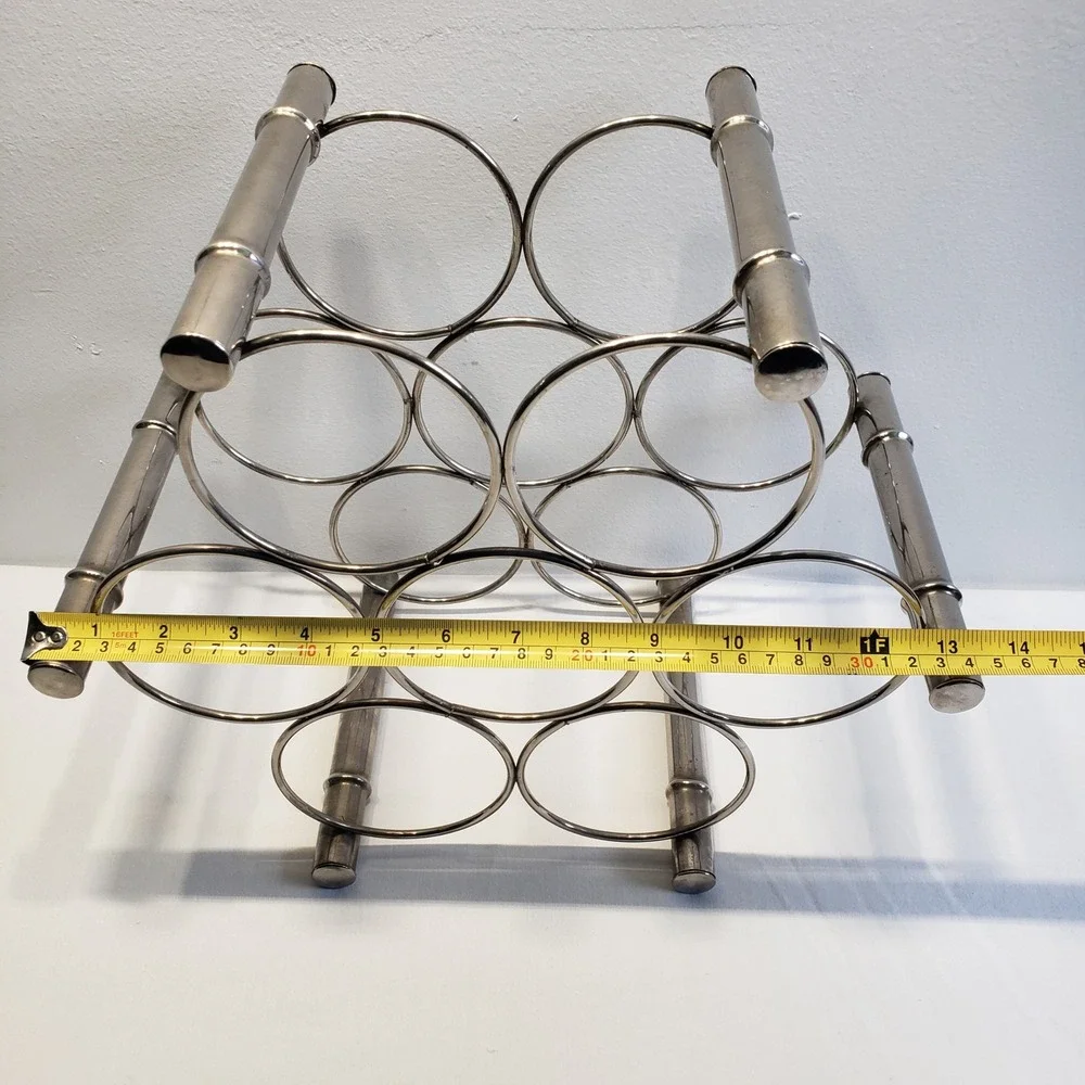 Wine Rack Silver Colored Metal 6 Bottle Holder Countertop Decor